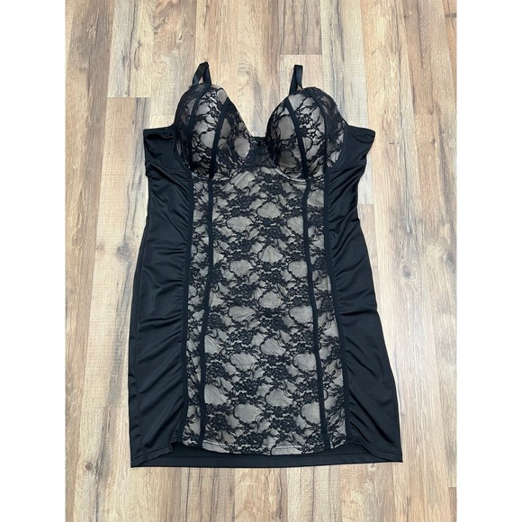 Torrid Black Lace Bodycon Slip Dress Built-in Bra Size 4 Plus Lingerie - Picture 1 of 9